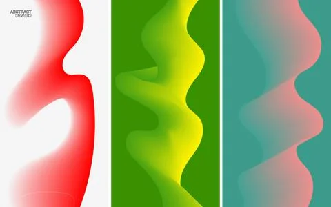 Flowing gradient shapes in green and red colors for contemporary poster Stockillustratie