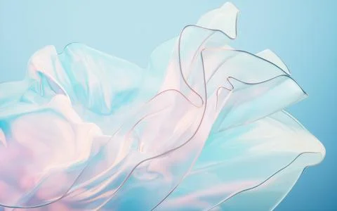 Flowing gradient transparent multilayer glass background, 3d rendering. Stock Illustration