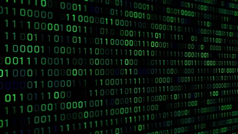 Flowing Green Digital Binary Code and Numbers on Screen. Stock Footage 318942861