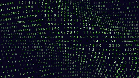 Flowing green digital code numbers on dark background abstract technology Stock Footage 334138591