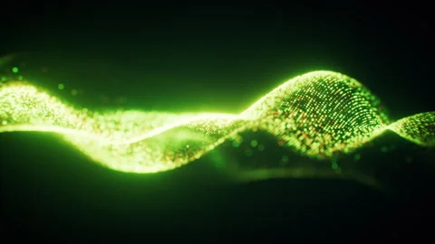 Flowing green wave particles background, 3d rendering. Stock Footage 341306501