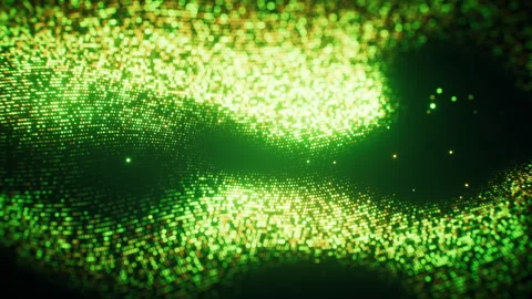 Flowing green wave particles background, 3d rendering. Stock Footage 341307278