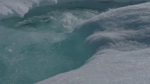 Flowing Ice Stream and Sparkling Water In Greenland Ice Sheet Stock Footage 292941569