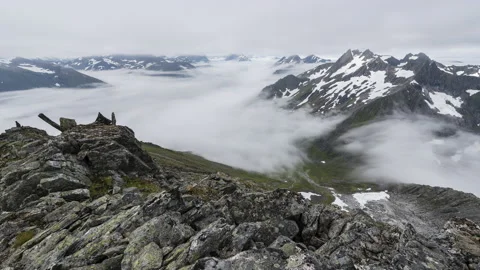 Flowing inversion over the valley Stock Footage 147440812
