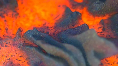 Flowing lava 3D render seamless loop animation Stockbeeldmateriaal 137690845