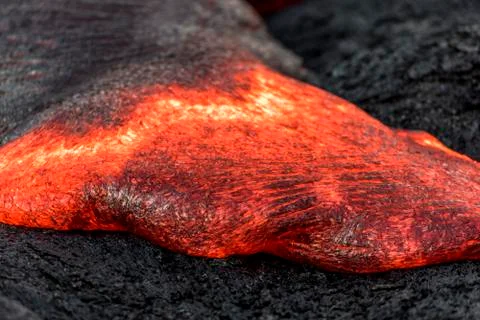 Flowing lava in Hawaii Stock Photos