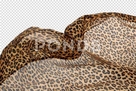 Flowing leopard print fabric isolated on transparent background PSD Template