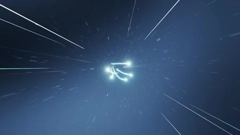 Flowing light, passing through, converging, flashing across the screen, transiti Video stock 347068313