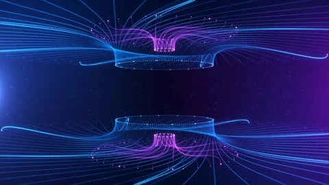 Flowing light streams forming dynamic data structures glowing particles, quantum Video stock 342786119