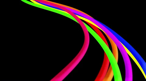 Flowing Lines Black Background Loop - Rainbow Vector (Full HD) Stock Footage 32785453