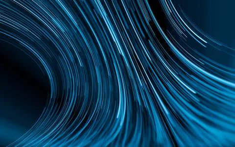 Flowing lines with digital cyberspace, 3d rendering. Stock Illustration