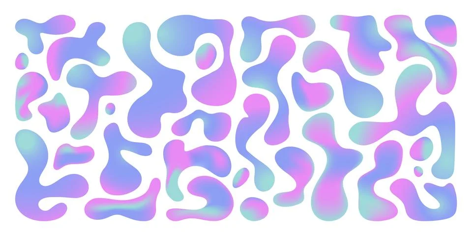 Flowing liquid abstract shapes in gradient colors Stock Illustration