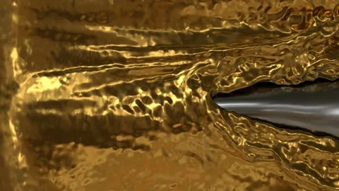 Flowing Liquid Gold Gradually Covering Dark Metal Surface in High-Gloss Hor.. Stock Footage 304985828
