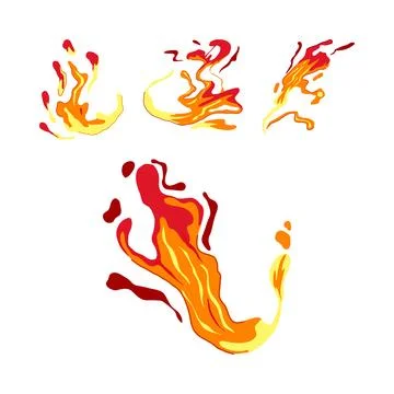 Flowing liquid lava fire splashes collection Stock Illustration