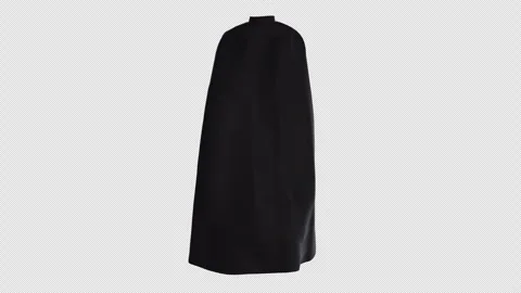 Flowing Long Black Superhero Cape With Alpha Channel Stock Footage 343882129