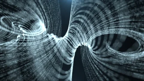 Flowing luminous lines form abstract digital waves and tunnels, creating a fu Stock Footage 325371563