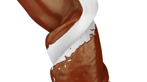 Flowing milk and chocolate swirl, alpha channel included (FULL HD) Stock Footage