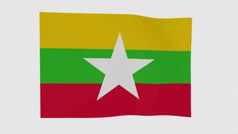 Flowing Motion Myanmar Burma Loop Alpha Channel Video stock 343066681