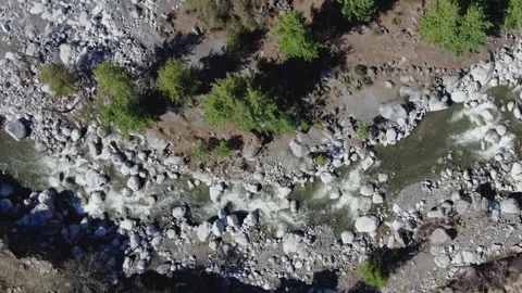 Flowing Mountain River Over Rocks Symbolizing Calm Peace and Meditation Video stock 332547854