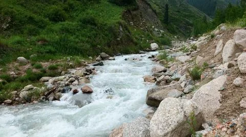 Flowing Mountain River Stock Photos