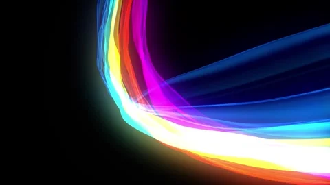 Flowing multicolored curved shape with soft gradient abstract background. Astral Stock Footage 280011696