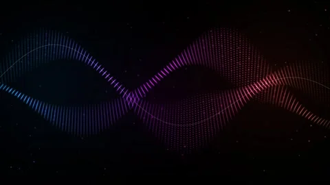 Flowing Multicolored Particle Sound Wave Ribbon and Audio Equalizer Loop Stock Footage 345255217