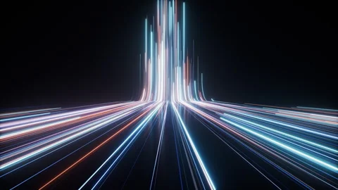 Flowing neon curve lines background, 3d rendering. Stock Footage 336828807