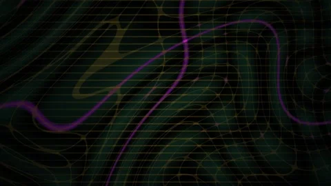 Flowing Neon Data Streams over Warping Dark Teal Grid Animation Stock Footage 343698353