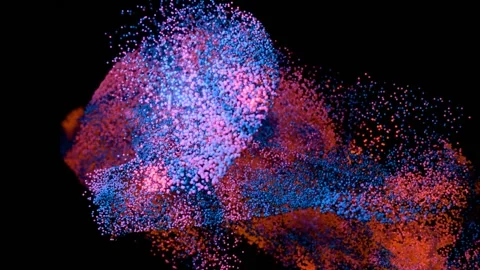 Flowing Neon Particle Loop - Eye-Catching Animated Background Video stock 302821820