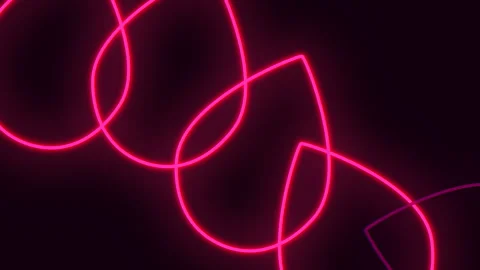 Flowing neon pink wave pattern on black background 動画素材 285697072