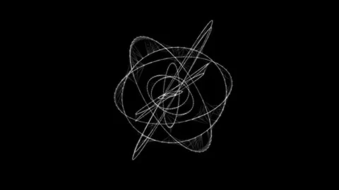 Flowing orbital polygonal sphere shape HUD, FUI element. Plexus style conne.. Stock Footage 329259276