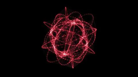 Flowing orbital polygonal sphere shape HUD, FUI element. Plexus style conne.. Stock Illustration