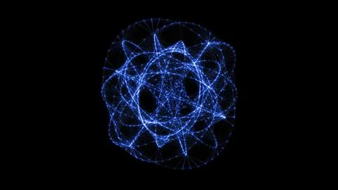Flowing orbital polygonal sphere shape HUD, FUI element. Plexus style conne.. Stock Illustration