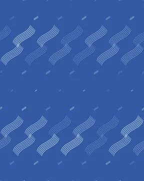 Flowing pale lines form a balanced wave motif across a deep blue field, cre.. Stock Illustration