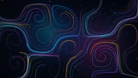Flowing Particle Line Swirl Loop - Colorful Neon Energy Stream Backdrop Video stock 341792557