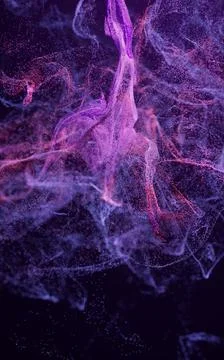 Flowing particles with smoke shape, 3d rendering. Stock Illustration