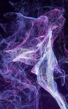 Flowing particles with smoke shape, 3d rendering. Illustrazione stock