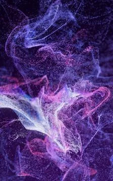 Flowing particles with smoke shape, 3d rendering. Stock Illustration