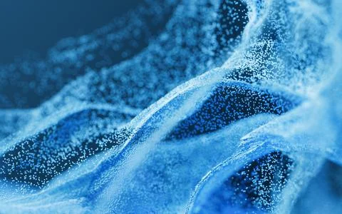 Flowing particles with smoke shape, 3d rendering. Stock Illustration