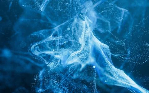 Flowing particles with smoke shape, 3d rendering. Stock Illustration