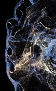 Flowing particles, wave pattern background, 3d rendering. Illustrazione stock