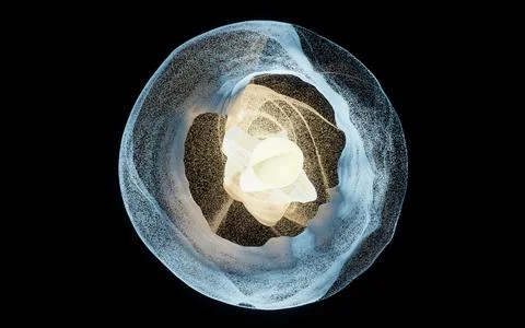 Flowing particles, wave pattern background, 3d rendering. Stock Illustration