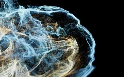 Flowing particles, wave pattern background, 3d rendering. Stock Illustration