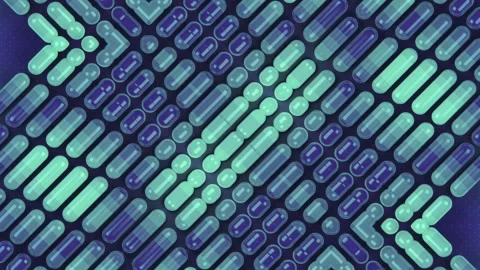 Flowing pattern of simple geometric shapes. 3d rendering loop animation 4K Stock Footage 280005405