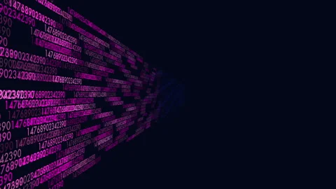 Flowing pink digital code stream on dark background representing data and Stock Footage 334138598