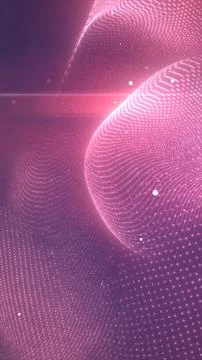 Flowing pink digital mesh of glowing particles forming abstract 3D wave and l Stock Illustration