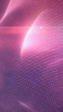 Flowing pink digital mesh of glowing particles forming abstract 3D wave and l イラスト素材