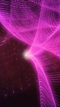 Flowing pink digital waves created from thousands of glowing particles form.. Stock Illustration