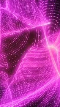 Flowing pink digital waves created from thousands of glowing particles form.. Stock Illustration