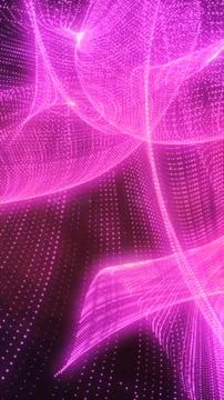 Flowing pink digital waves created from thousands of glowing particles formin Stockillustratie